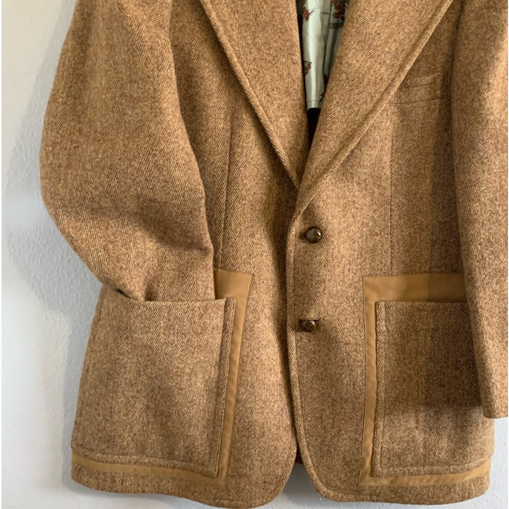 Saville Row London Men’s Vintage jacket All Pure Wool size Large tan - Picture 5 of 9